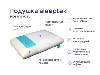 Одеяло Димакс Лебяжий пух всесезонное + подушка Sleeptek Norma-GEL+ подушка Sleeptek Norma-GEL BIG 1473